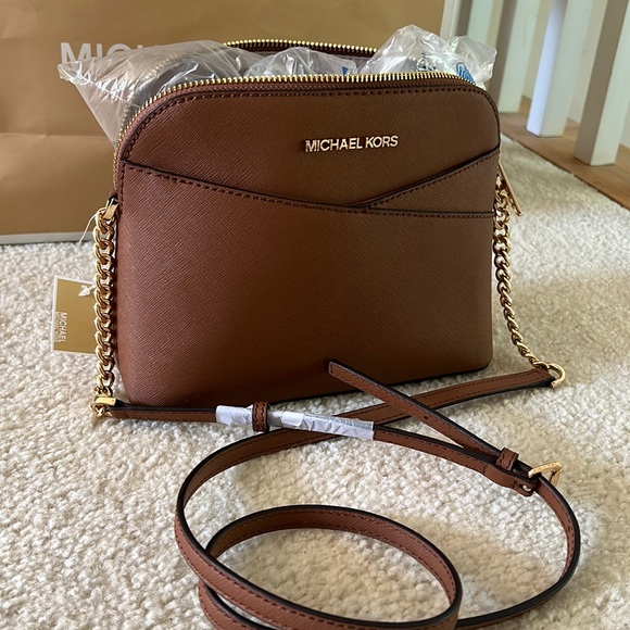 MICHAEL KORS JET SET TRAVEL CROSSBODY DOME LEATHER 9x7 - Picture 1 of 9